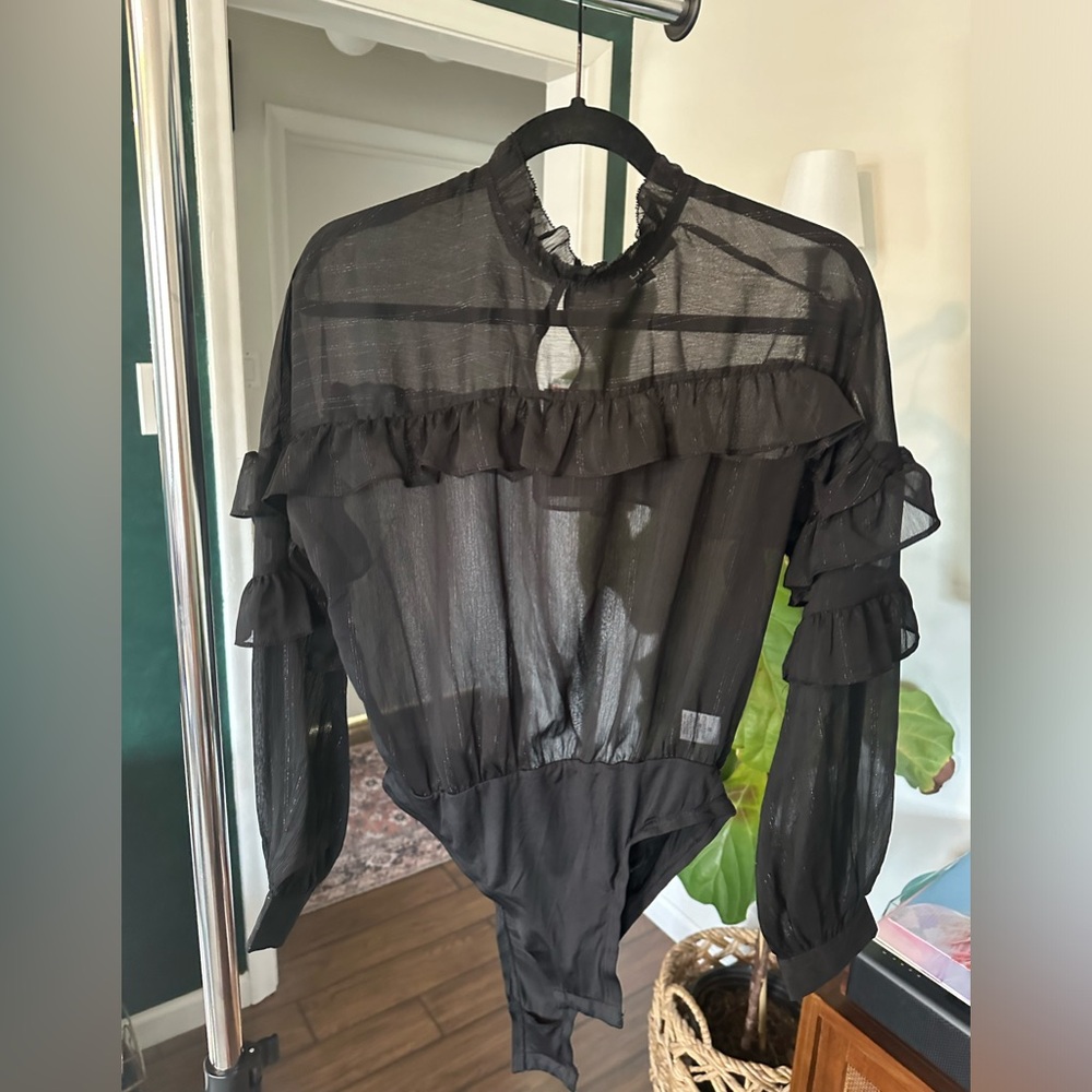 Forever21 - sheer blouse bodysuit - black